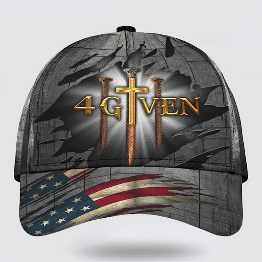 1 Cross 3 Nails 4 Given Christian All Over Print Baseball Cap, God Baseball Cap, Christian Cap, Christian Hat