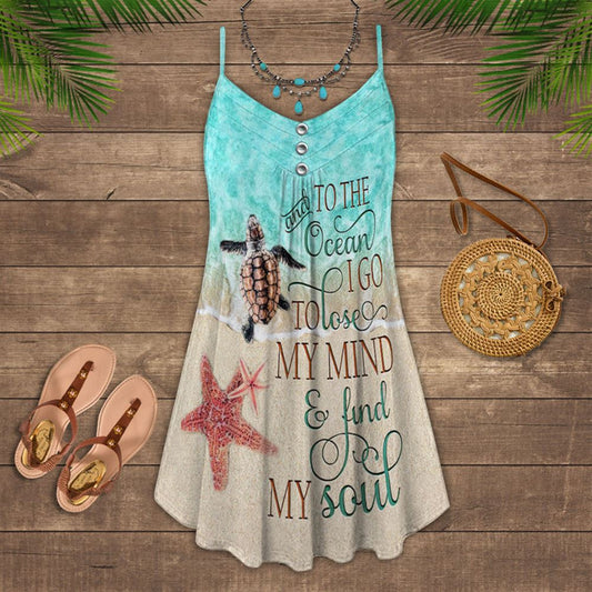 Beach Lover Into The Ocean Spaghetti Strap Summer Dress For Women On Beach Vacation, Hippie Dress, Hippie Beach Outfit