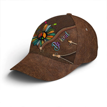 Be Kind Hippie Sunflower Leather Style Baseball Cap, Christian Baseball Cap, Religious Cap, Christian Hat
