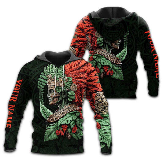 Customized Mexico 3D Hoodie, Stylish Quetzalcoatl Aztec Warriors All Over Printed 3D Hoodie, Aztec Hoodie, Mexico Shirt