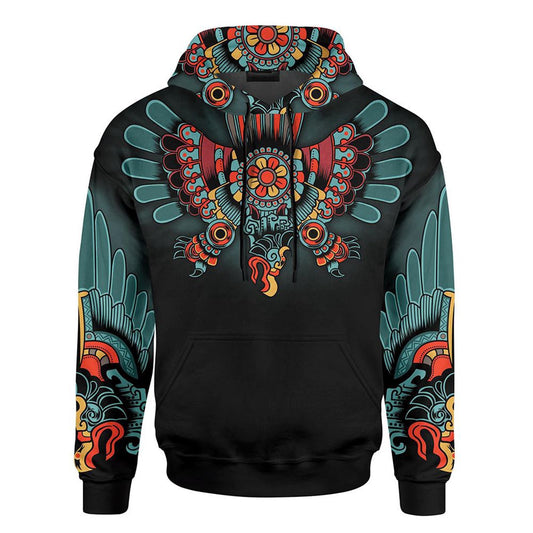 Customized Mexico 3D Hoodie, The Aztec Eagles Chimalli Aztec Mexican Mural Art All Over Printed 3D Hoodie, Aztec Hoodie, Mexico Shirt