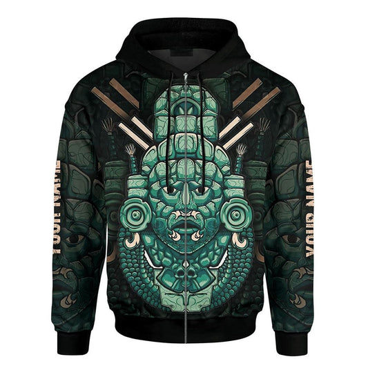 Customized Mexico 3D Hoodie, The Aztec Mask Of God Maya Aztec Calendar All Over Printed 3D Hoodie, Aztec Hoodie, Mexico Shirt