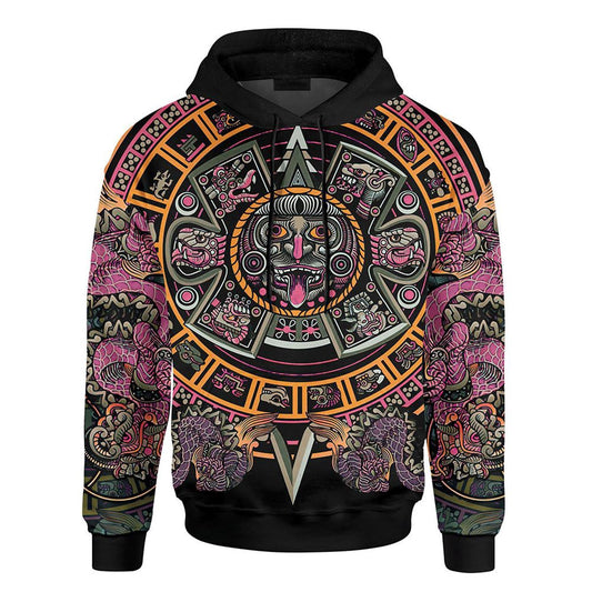 Customized Mexico 3D Hoodie, The Aztec Sun God Maya Aztec Calendar All Over Printed 3D Hoodie, Aztec Hoodie, Mexico Shirt