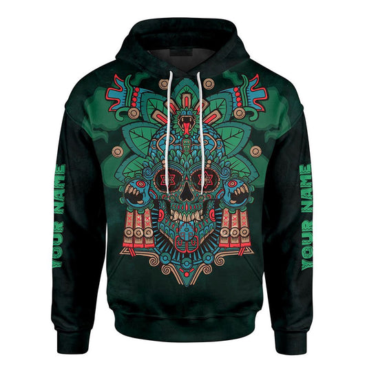 Customized Mexico 3D Hoodie, The Aztec Sun Warrior Maya Aztec All Over Printed 3D Hoodie, Aztec Hoodie, Mexico Shirt