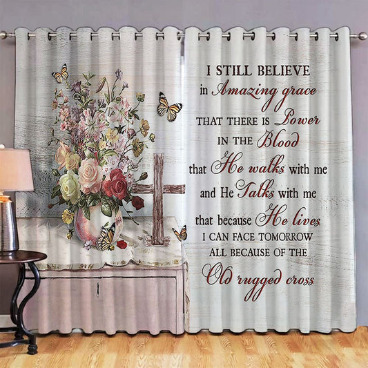 I still believe in grace Brilliant flower vase Premium Window Curtain - Bible Verse Window Curtain - Religious Window Curtain