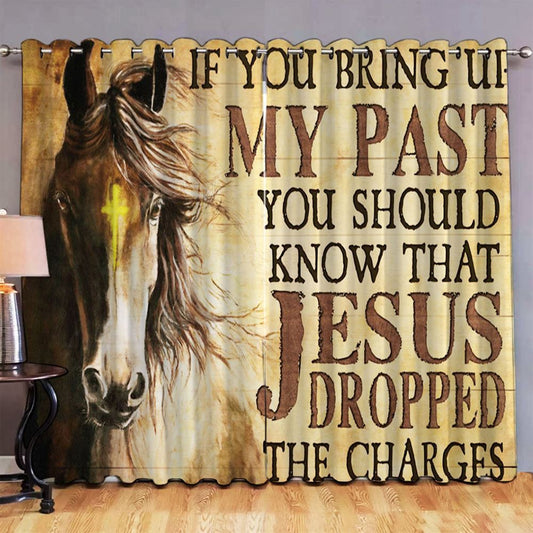 If You Bring Up My Past You Should Know That Jesus Dropped The Charges Horse Premium Window Curtain - Christian Window Curtain - Religious Home Decor