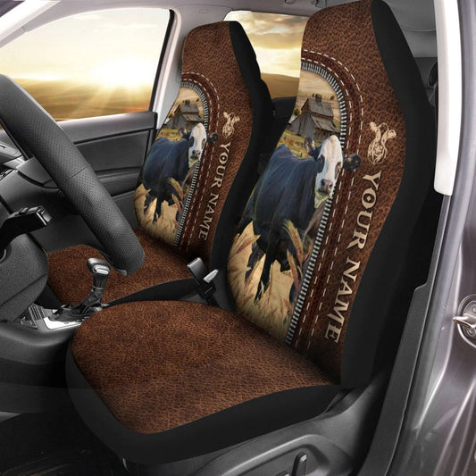 Jersey Personalized Name Leather Pattern Car Seat Covers, Farm Car Seat Cover, Cow Print Seat Covers For Trucks