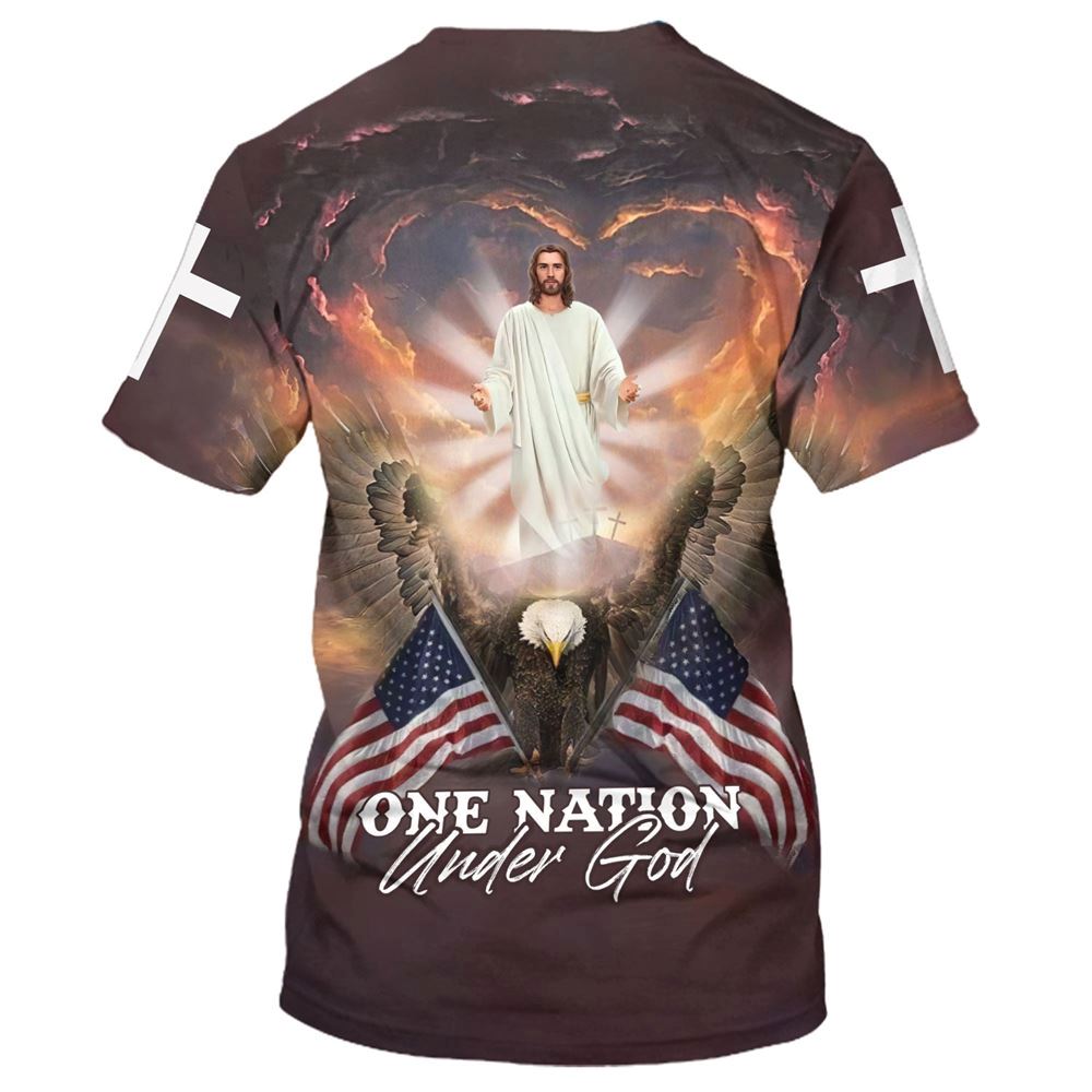Jesus Eagle One Nation Under God 1 All Over Print 3D T-Shirt, Christian 3D T Shirt, Christian T Shirt, Christian Apparel