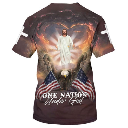 Jesus Eagle One Nation Under God 1 All Over Print 3D T-Shirt, Christian 3D T Shirt, Christian T Shirt, Christian Apparel
