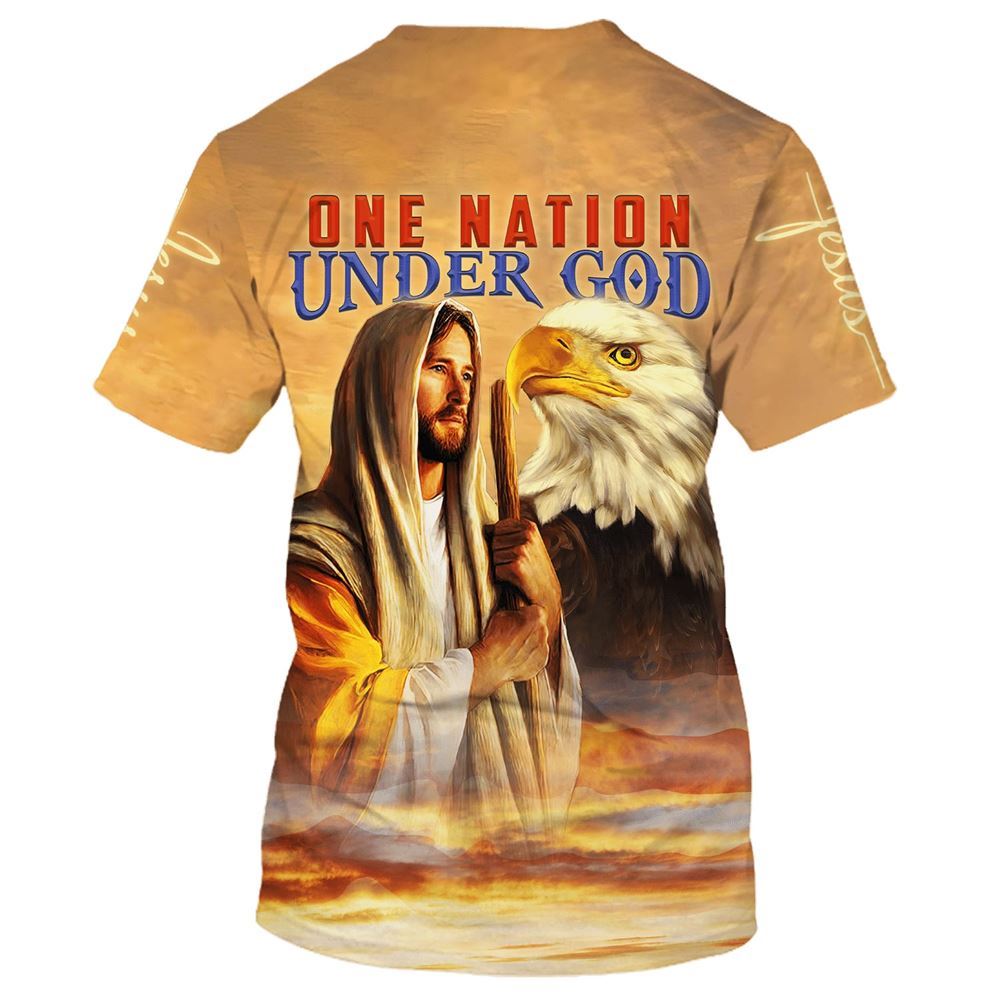 Jesus Eagle One Nation Under God All Over Print 3D T-Shirt, Christian 3D T Shirt, Christian T Shirt, Christian Apparel