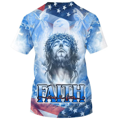 Jesus Faith Over Fear All Over Print 3D T-Shirt, Christian 3D T Shirt, Christian T Shirt, Christian Apparel