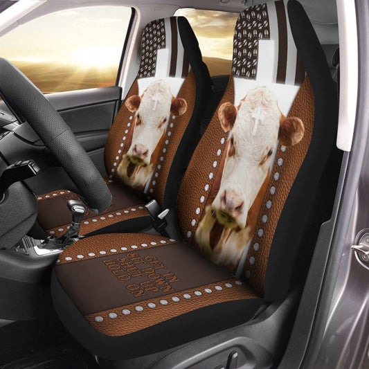 Jesus Hereford Pattern Car Seat Cover, Farm Car Seat Cover, Cow Print Seat Covers For Trucks