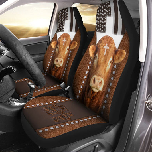 Jesus Limousin Pattern Car Seat Cover, Farm Car Seat Cover, Cow Print Seat Covers For Trucks