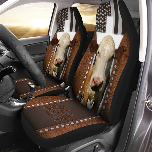 Jesus Simmental Pattern Car Seat Cover, Farm Car Seat Cover, Cow Print Seat Covers For Trucks