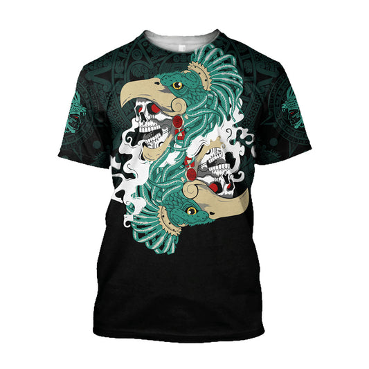 Mexico 3D T Shirt, Aztec Mayan Eagle Jaguar Warriors All Over Print 3D T Shirt, Mexican Aztec Shirts