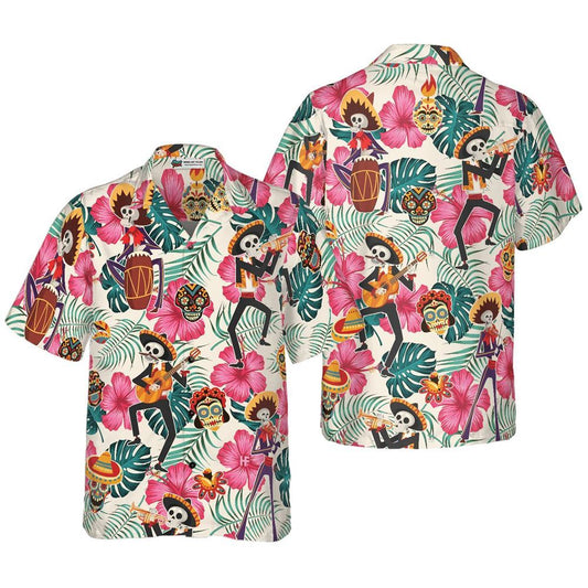 Mexico Hawaiian Shirt, Skeleton In Mexican Costumes Hawaiian Shirt 2, Mexican Aloha Shirt