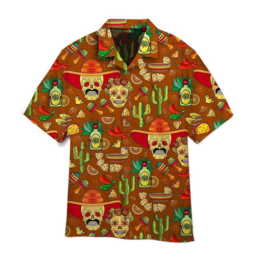 Mexico Hawaiian Shirt, Skull Cactus Cinco De Mayo Symbol Of Mexico Hawaiian Shirt, Mexican Aloha Shirt