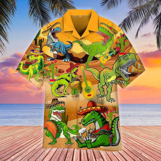 Mexico Hawaiian Shirt, Tacosaurus Cinco De Mayo Aloha Hawaiian Shirt, Mexican Aloha Shirt