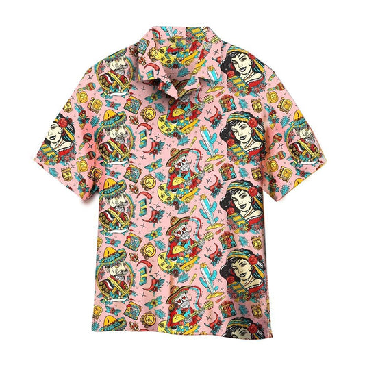 Mexico Hawaiian Shirt, Traditional Mexico Day Of Dead All Over Pattern Hawaiian Shirt, Mexican Aloha Shirt