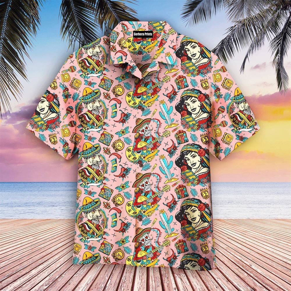 Mexico Hawaiian Shirt, Traditional Mexico Day Of Dead All Over Pattern Hawaiian Shirt, Mexican Aloha Shirt