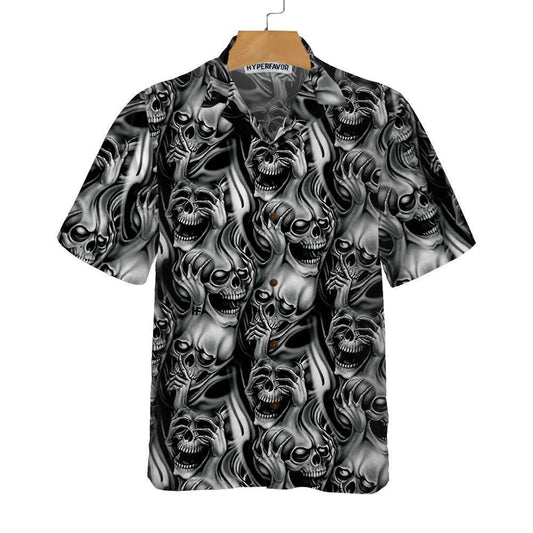 Mexico Hawaiian Shirt, Unique Skull Day Of The Dead Hawaiian Shirt, Black And White Mexican Skull Shirt, Mexican Aloha Shirt