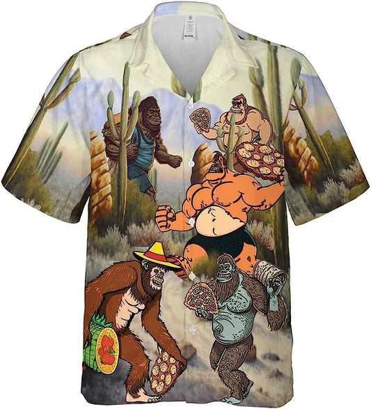 Mexico Hawaiian Shirt, Vintage Mexican Bigfoot Short Sleeve Hawaiian Shirt For Men Women, Mexican Aloha Shirt