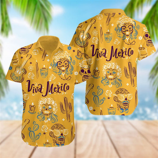 Mexico Hawaiian Shirt, Viva Mexico Day Of The Dead Hawaiian Shirt, Mexican Aloha Shirt