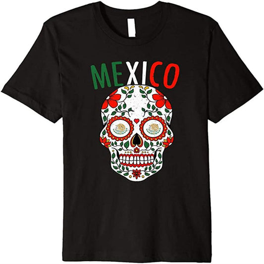 Mexico T Shirt, Proud Mexico Sugar Skull Mexican Cinco Birthday Christmas Premium T-Shirt, Mexican Shirt