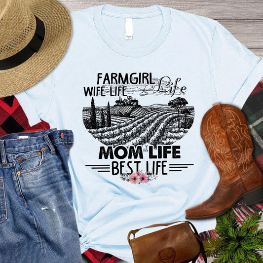 Mother's Day Farm T-shirt, Farm Girl Life Wife Life Mom T Shirt, Farm T shirt, Farmers T Shirt, Farm Oufit