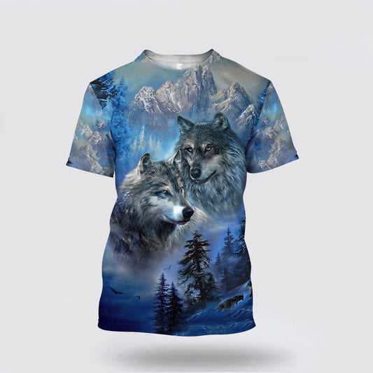 Native American T Shirt, Animal Pattern Wolf Native American 3D All Over Printed T Shirt, Native American Graphic Tee For Men Women