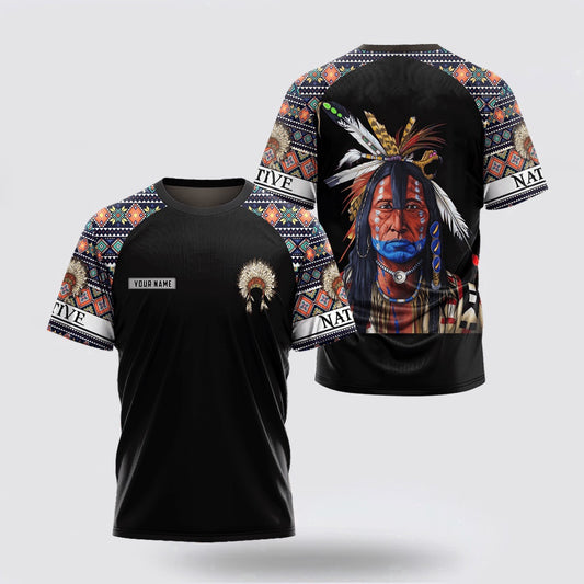 Native American T Shirt, Customized Name Leader Native American 3D All Over Printed T Shirt, Native American Graphic Tee For Men Women