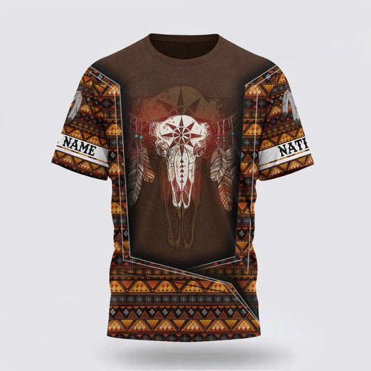 Native American T Shirt, Customized Name Sacrificial Ceremony Native American 3D All Over Printed T Shirt, Native American Graphic Tee For Men Women