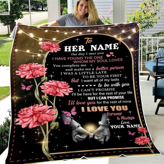 Pink Floral Gate Blanket To My Wife, You Are My Soul Loves Blanket For Wife From Husband, Perfect Valentine Gift For Her, Wedding Anniversary