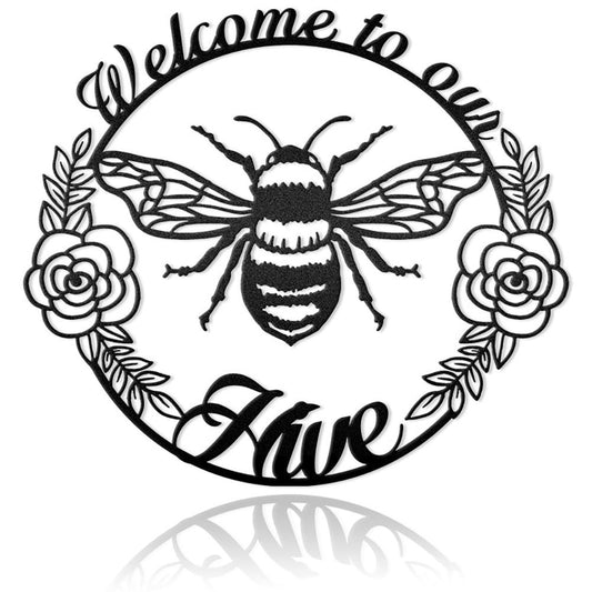 Personalized Welcome To Our Beehive Metal Wall Art Perfect Quotes For Garden Decor, Farm Metal Sign, Farmhouse Decor Signs, Farmhouse Wall Art