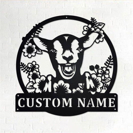 Personalized Wreath Farm Goat Metal Wall Art, Farm Metal Sign, Farmhouse Decor Signs, Farmhouse Wall Art
