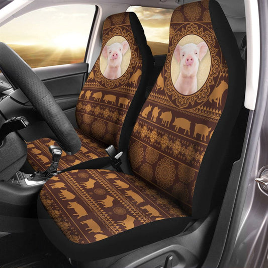 Pig Pattern All Over Printed 3D Car Seat Cover, Farm Car Seat Cover, Cow Print Seat Covers For Trucks