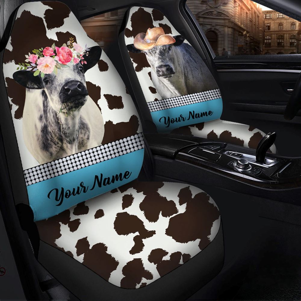 Speckle Park Pattern Customized Name Dairy Cow Car Seat Cover, Farm Car Seat Cover, Cow Print Seat Covers For Trucks