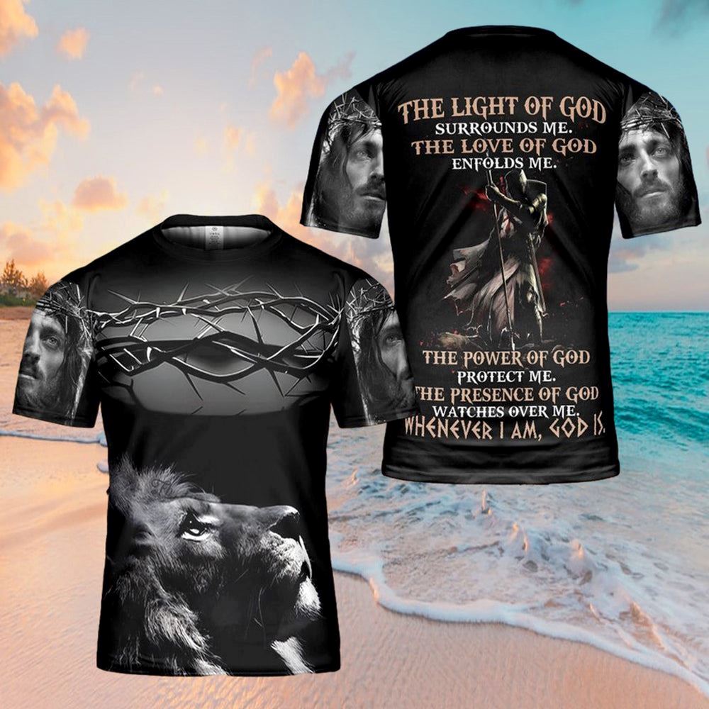 The Light Of God Surround Me Jesus All Over Print 3D T Shirt, Christian 3D T Shirt, Christian Gift, Christian T Shirt