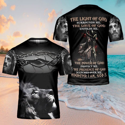 The Light Of God Surround Me Jesus All Over Print 3D T Shirt, Christian 3D T Shirt, Christian Gift, Christian T Shirt