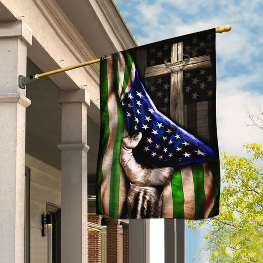 The Thin Green Line Christian Cross America U S House Flag, Outdoor Religious Flags, Christian Flag, Religious Flag, Christian Outdoor Decor