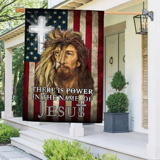 There Is Power In The Name Of Jesus American House Flag, Outdoor Religious Flags, Christian Flag, Religious Flag, Christian Outdoor Decor