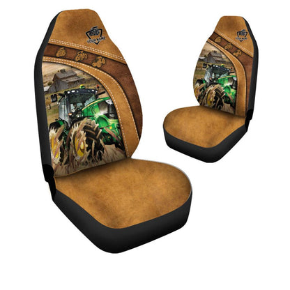 Tractor Pattern Customized Name 3D Car Seat Cover, Farm Car Seat Cover, Cow Print Seat Covers For Trucks