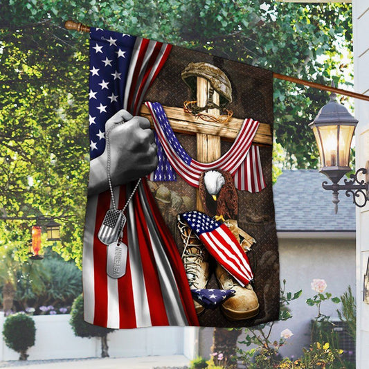 U.S. Veteran. Christian Cross American Patriot Memorial Flag, Out House Flag, Christian Flag, Religious Flag, Christian Outdoor Decor