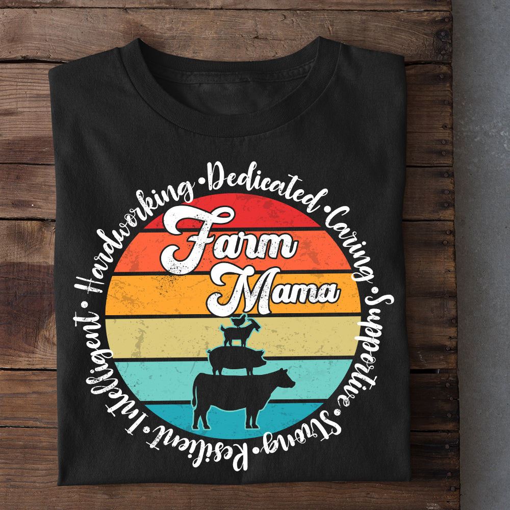 Vintage Mother'S Day Farm T-Shirt, Hardworking Dedicated Caring Farm Mama Farm Animals T Shirt, Farm T shirt, Farmers T Shirt, Farm Oufit