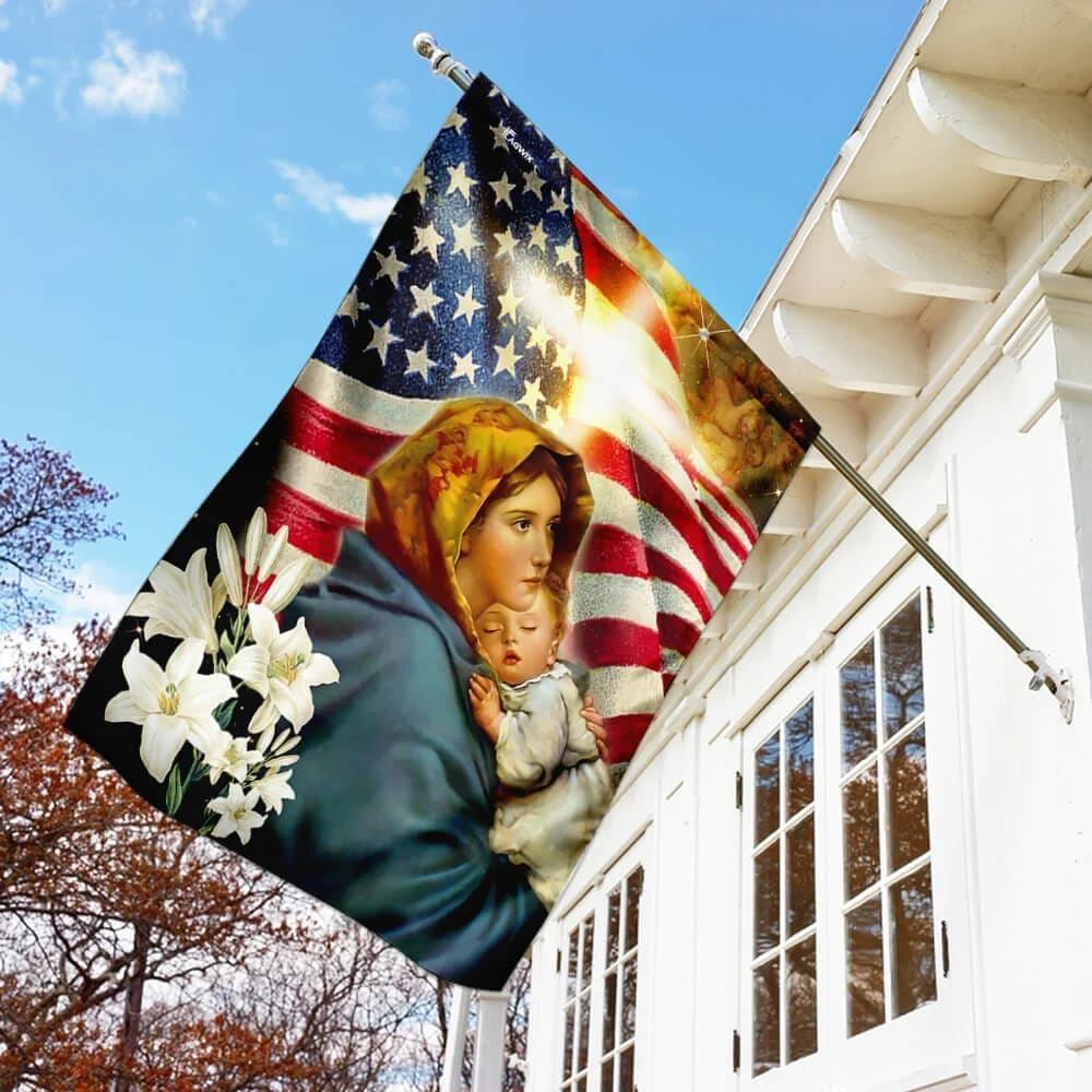 Virgin Mary and Jesus House Flags, Christian Flag, Religious Flag, Christian Outdoor Decor