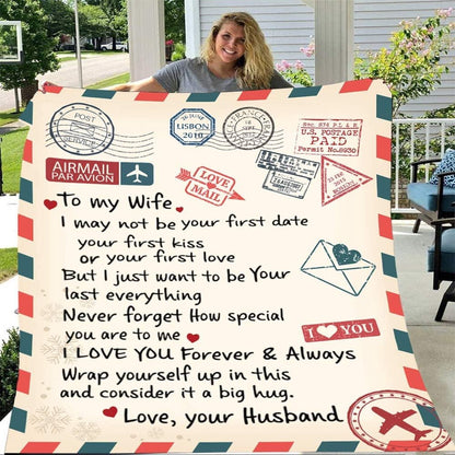 Wife Blanket Love Letter to My Wife from Husband Mother's Day Anniversary Valentine Gift Warm Bed Throw Blanket, Valentine Blanket
