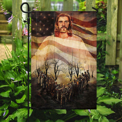 Warrior And Jesus, Christian's Flag, Garden Decor, Garden Flag Stand, Christian Flag, Religious Flag, Christian Outdoor Decor