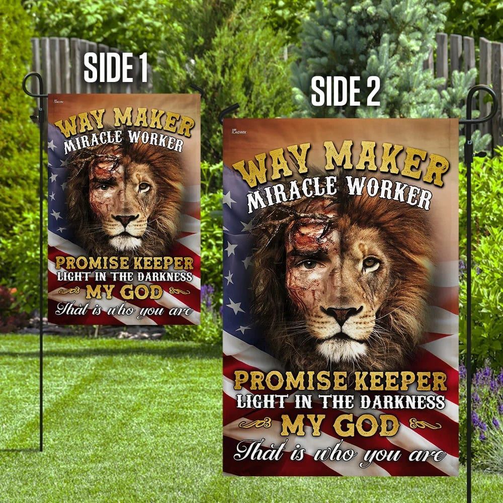 Way Maker Miracle Worker Jesus And Lion House Flag, Outdoor Religious Flags, Christian Flag, Religious Flag, Christian Outdoor Decor