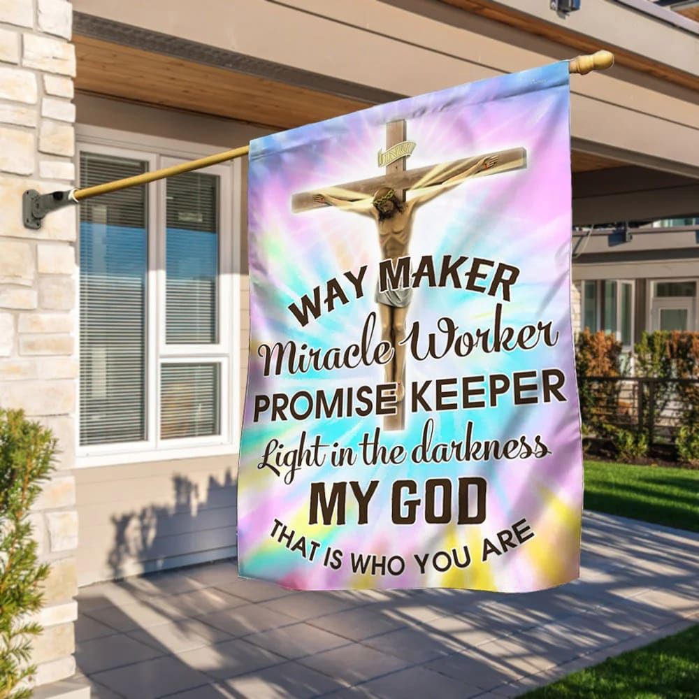 Way Maker Miracle Worker Promise Keeper Light House Flag, Jesus Christ House Flag, Outdoor Religious Flags, Christian Flag, Religious Flag
