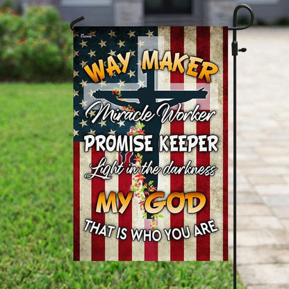 Way Maker Miracle Worker Promise Keeper My God Christian Cross House Flag, Outdoor Religious Flags, Christian Flag, Religious Flag